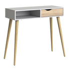 Oslo Console Table 1 Drawer 1 Shelf in White and Oak - Price Crash Furniture