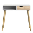 Oslo Console Table 1 Drawer 1 Shelf in White and Oak - Price Crash Furniture