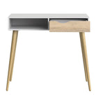 Oslo Console Table 1 Drawer 1 Shelf in White and Oak - Price Crash Furniture