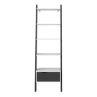 Oslo Leaning Ladder Bookcase 1 Drawer in White and Black Matt - Price Crash Furniture