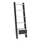 Oslo Leaning Ladder Bookcase 1 Drawer in White and Black Matt - Price Crash Furniture