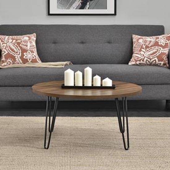 Owen Round Retro Coffee Table In Walnut by Dorel - Price Crash Furniture