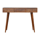 Patchwork Pattern 3 Drawer Console Table in Chestnut-effect Mango Wood - Price Crash Furniture