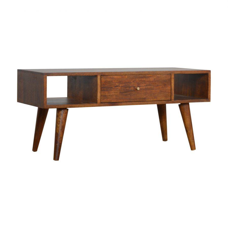Patchwork Pattern Coffee Table in Chestnut-effect Mango Wood - Price Crash Furniture