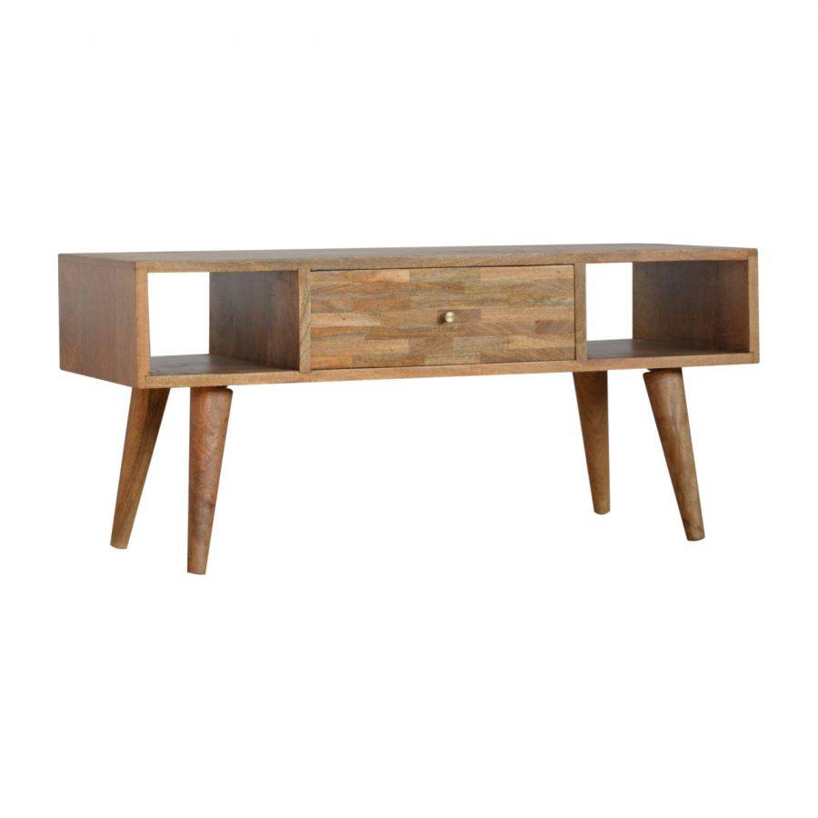Patchwork Pattern Coffee Table in Oak-effect Mango Wood - Price Crash Furniture