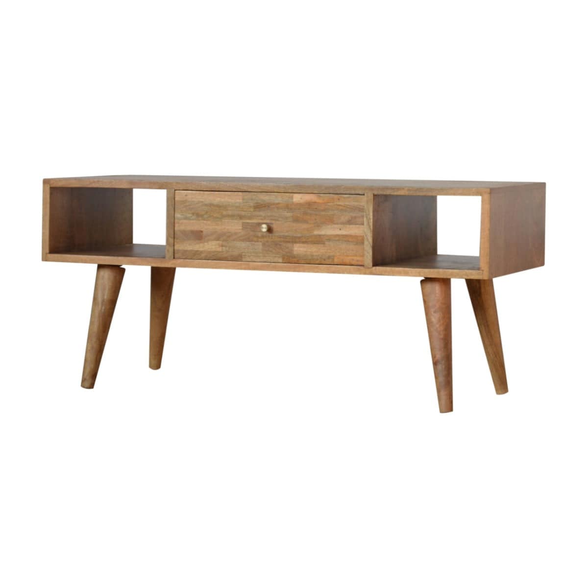 Patchwork Pattern Coffee Table in Oak-effect Mango Wood - Price Crash Furniture