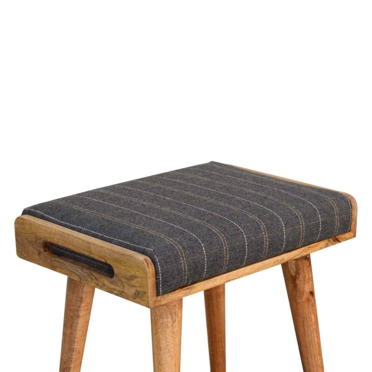 Pewter Tweed Tray Style Footstool - Price Crash Furniture