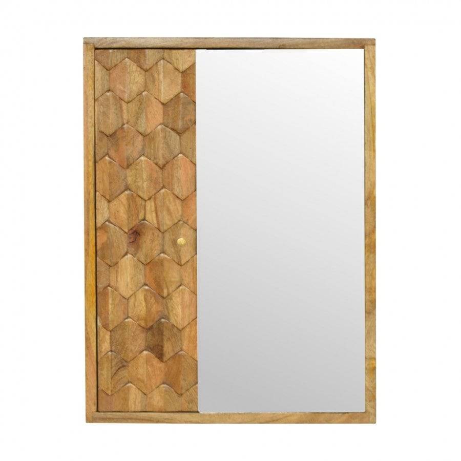 Pineapple Carved Sliding Wall Cabinet With Mirror - Price Crash Furniture