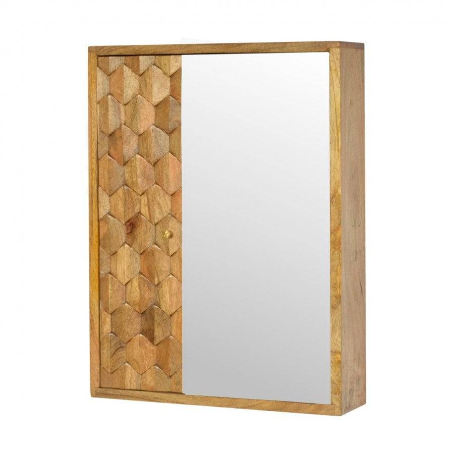 Pineapple Carved Sliding Wall Cabinet With Mirror - Price Crash Furniture