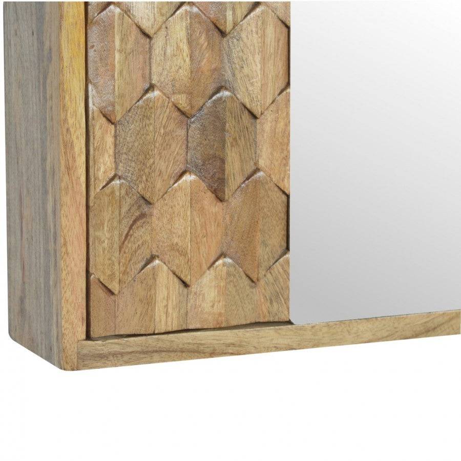 Pineapple Carved Sliding Wall Cabinet With Mirror - Price Crash Furniture