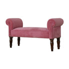 Pink Velvet Bench With Turned Feet - Price Crash Furniture