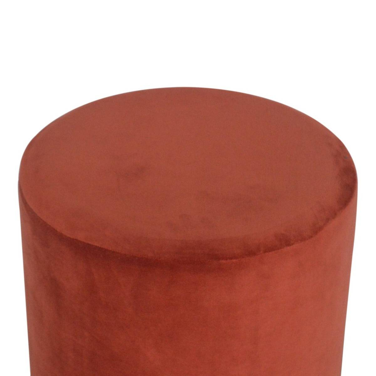 Pink Velvet Footstool with Wooden Base - Price Crash Furniture