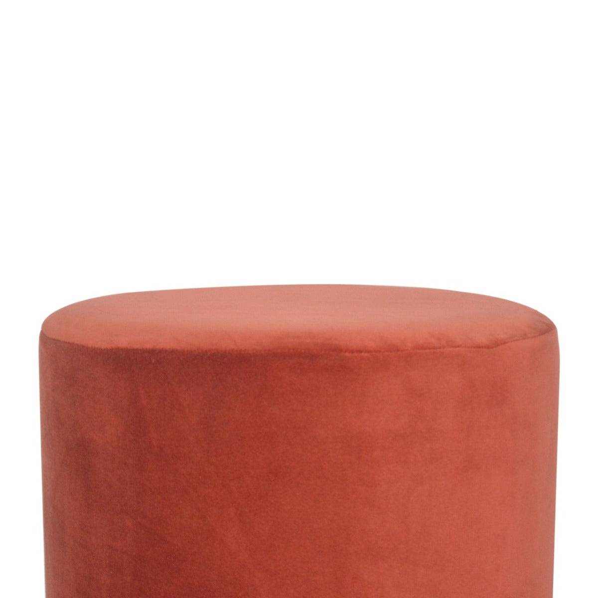 Pink Velvet Footstool with Wooden Base - Price Crash Furniture