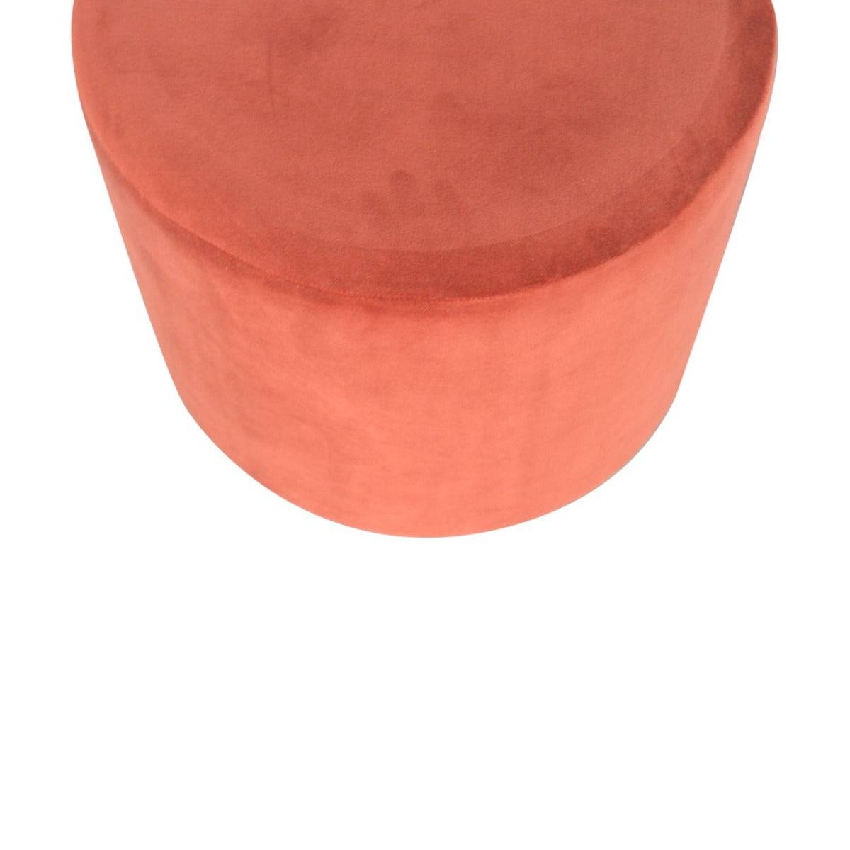 Pink Velvet Footstool with Wooden Base - Price Crash Furniture