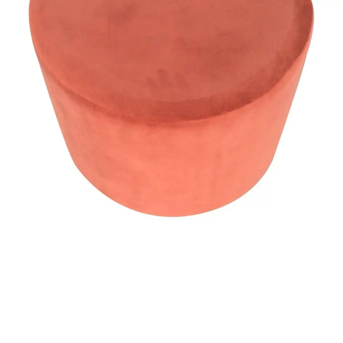 Pink Velvet Footstool with Wooden Base - Price Crash Furniture