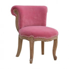 Pink Velvet Studded Accent Chair With Cabriole Legs - Price Crash Furniture