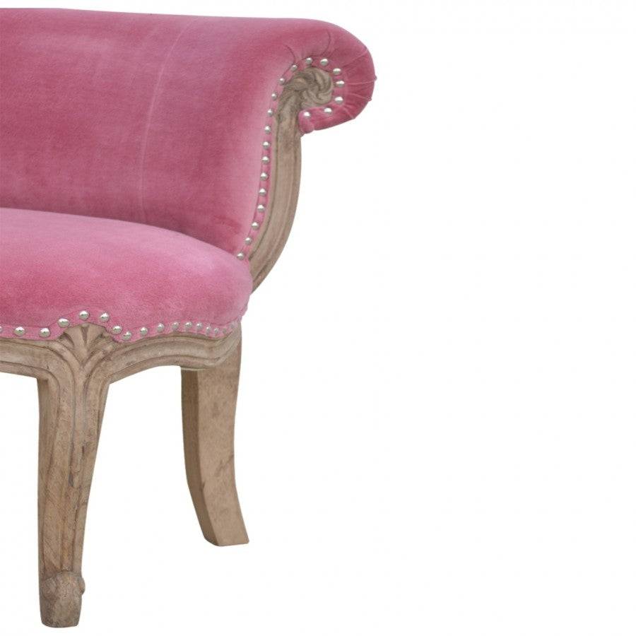 Pink Velvet Studded Accent Chair With Cabriole Legs - Price Crash Furniture