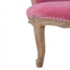 Pink Velvet Studded Accent Chair With Cabriole Legs - Price Crash Furniture