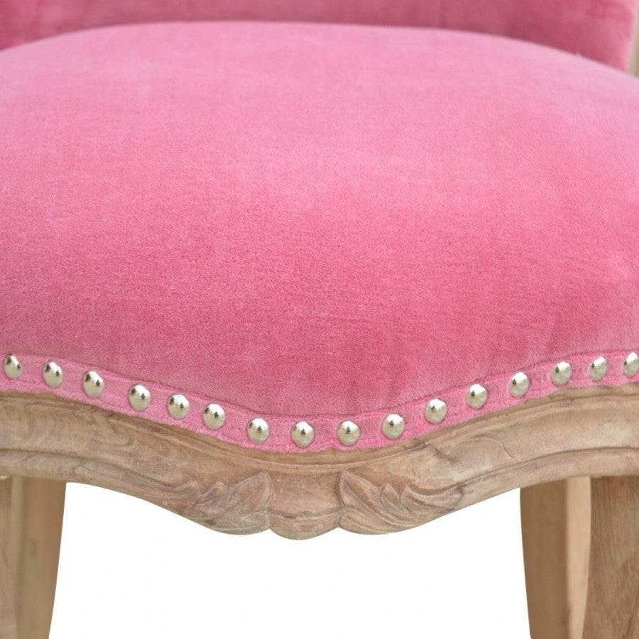 Pink Velvet Studded Accent Chair With Cabriole Legs - Price Crash Furniture