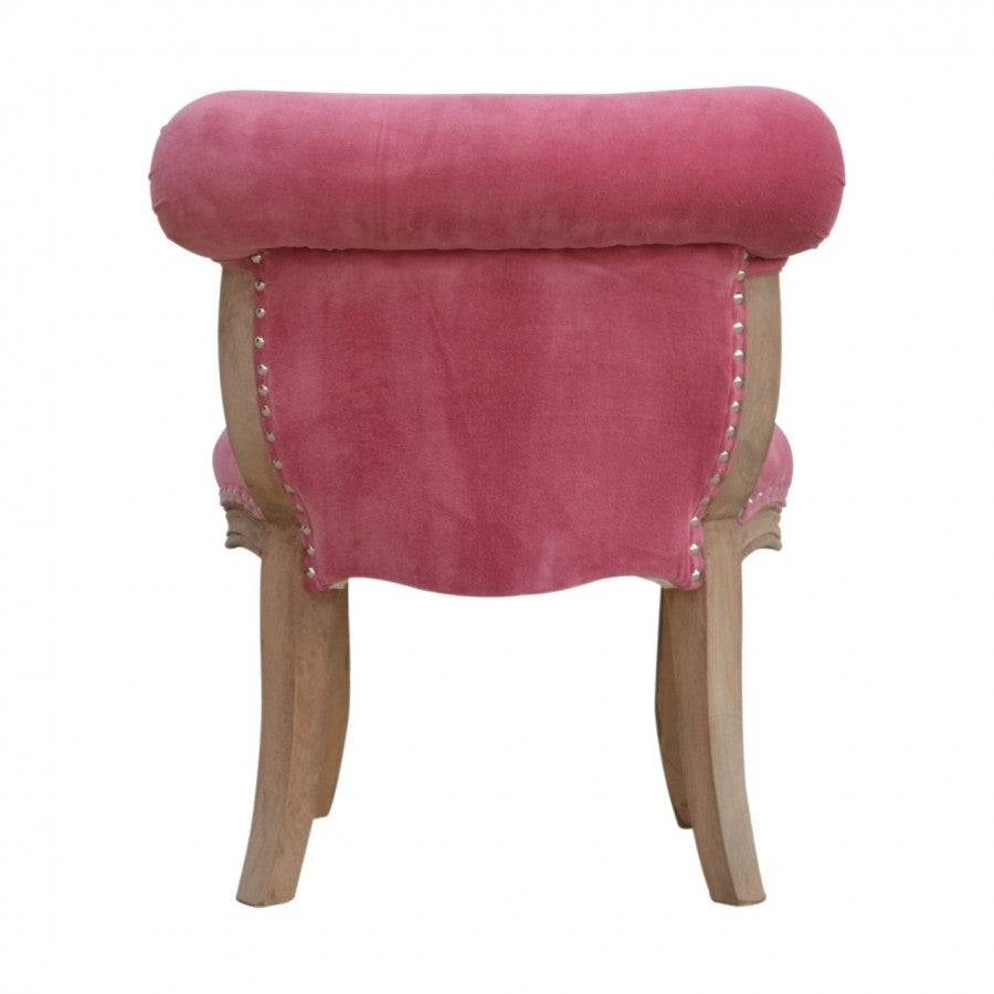 Pink Velvet Studded Accent Chair With Cabriole Legs - Price Crash Furniture