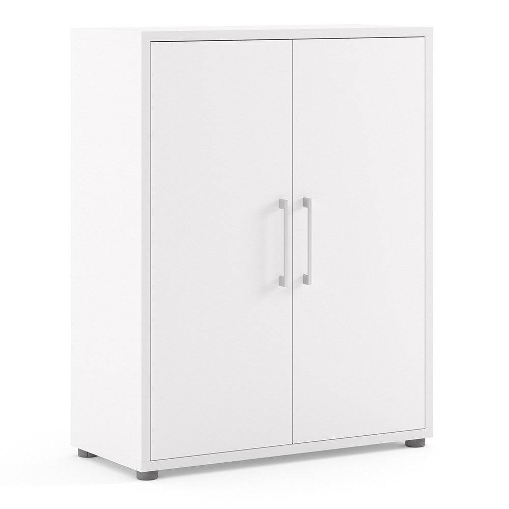 Prima Bookcase 2 Shelves with 2 Doors in White - Price Crash Furniture