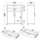 Prima Bookcase 2 Shelves with 2 Drawers and 2 Doors in White - Price Crash Furniture