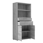 Prima Bookcase 4 Shelves with 2 Drawers and 2 Doors in Black Woodgrain - Price Crash Furniture