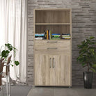 Prima Bookcase 4 Shelves with 2 Drawers and 2 Doors in Oak - Price Crash Furniture