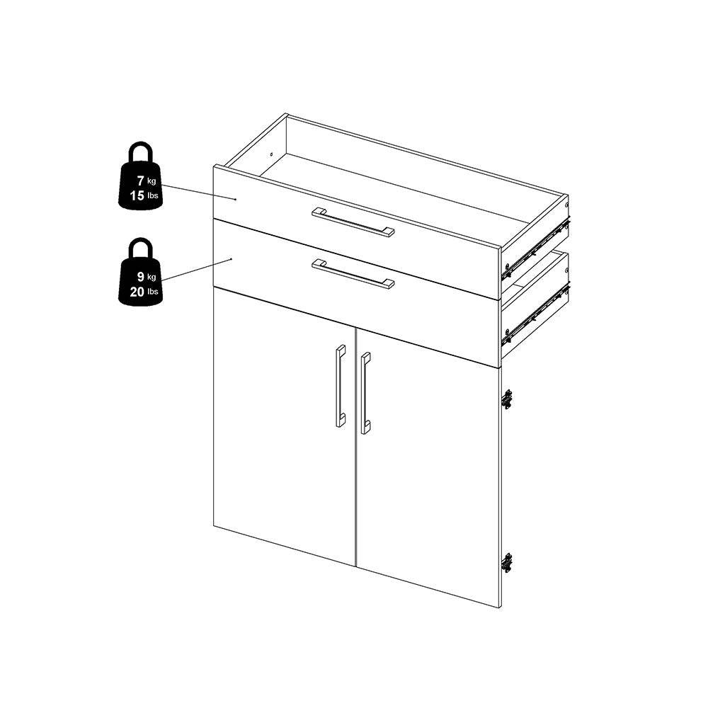 Prima Bookcase 4 Shelves with 2 Drawers and 2 Doors in Oak - Price Crash Furniture