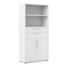 Prima Bookcase 4 Shelves with 2 Drawers and 2 Doors in White - Price Crash Furniture