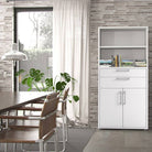 Prima Bookcase 4 Shelves with 2 Drawers and 2 Doors in White - Price Crash Furniture