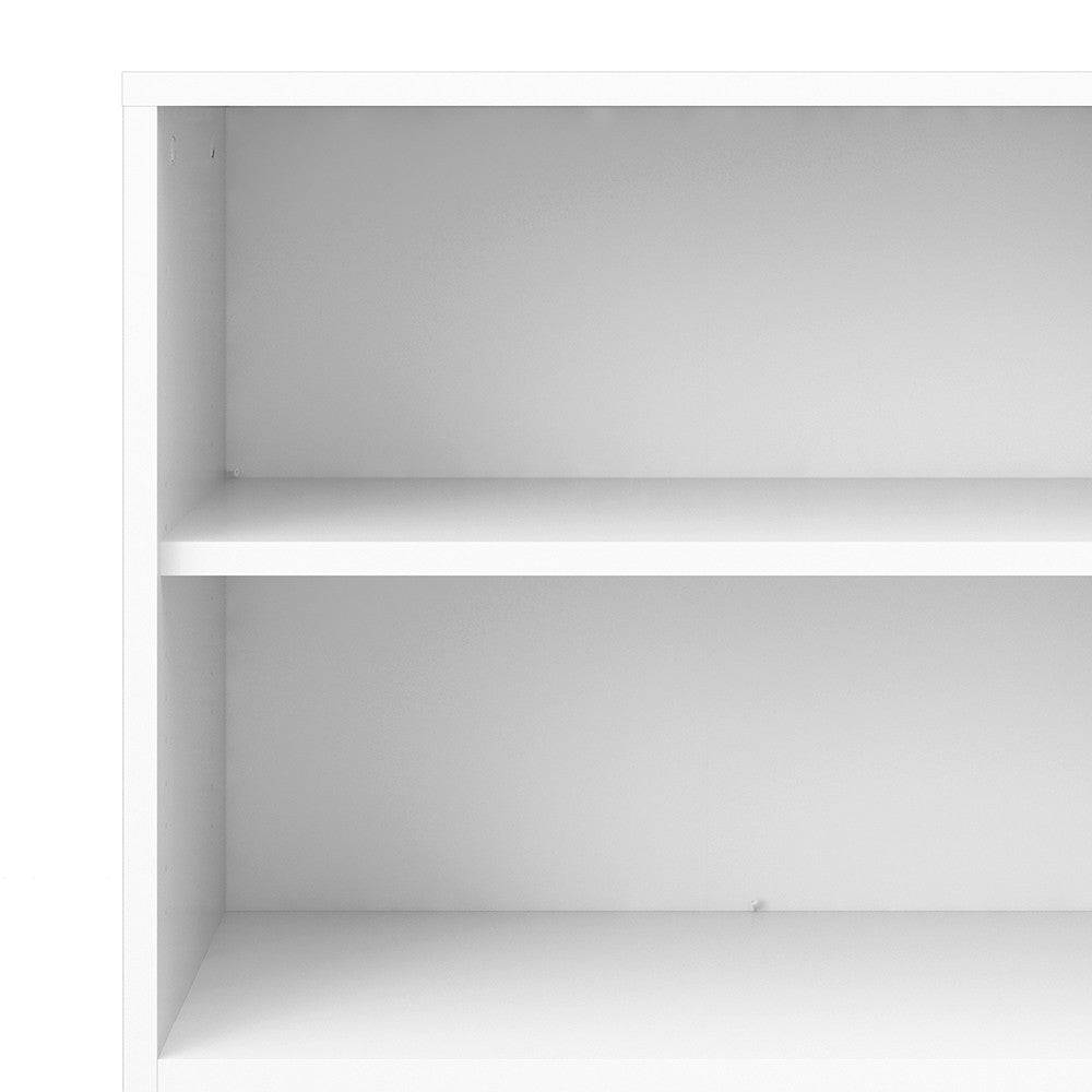 Prima Bookcase 4 Shelves with 2 Drawers and 2 Doors in White - Price Crash Furniture