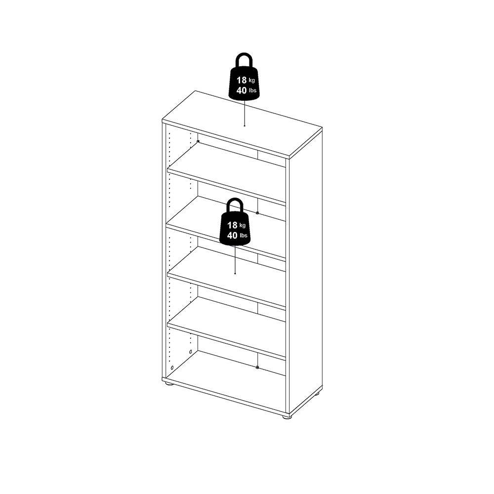 Prima Bookcase 4 Shelves with 2 Drawers and 2 Doors in White - Price Crash Furniture