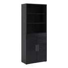 Prima Bookcase 5 Shelves with 2 Doors in Black Woodgrain - Price Crash Furniture