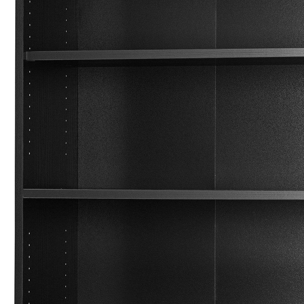 Prima Bookcase 5 Shelves with 2 Doors in Black Woodgrain - Price Crash Furniture