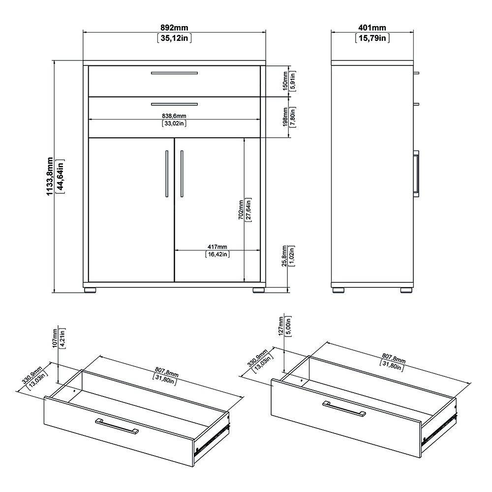 Prima Bookcase 5 Shelves with 2 Doors in Black Woodgrain - Price Crash Furniture