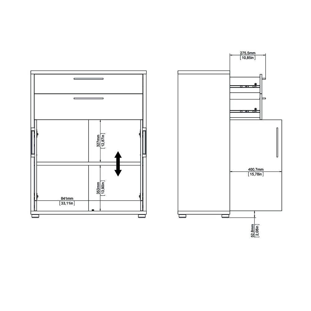 Prima Bookcase 5 Shelves with 2 Doors in Black Woodgrain - Price Crash Furniture