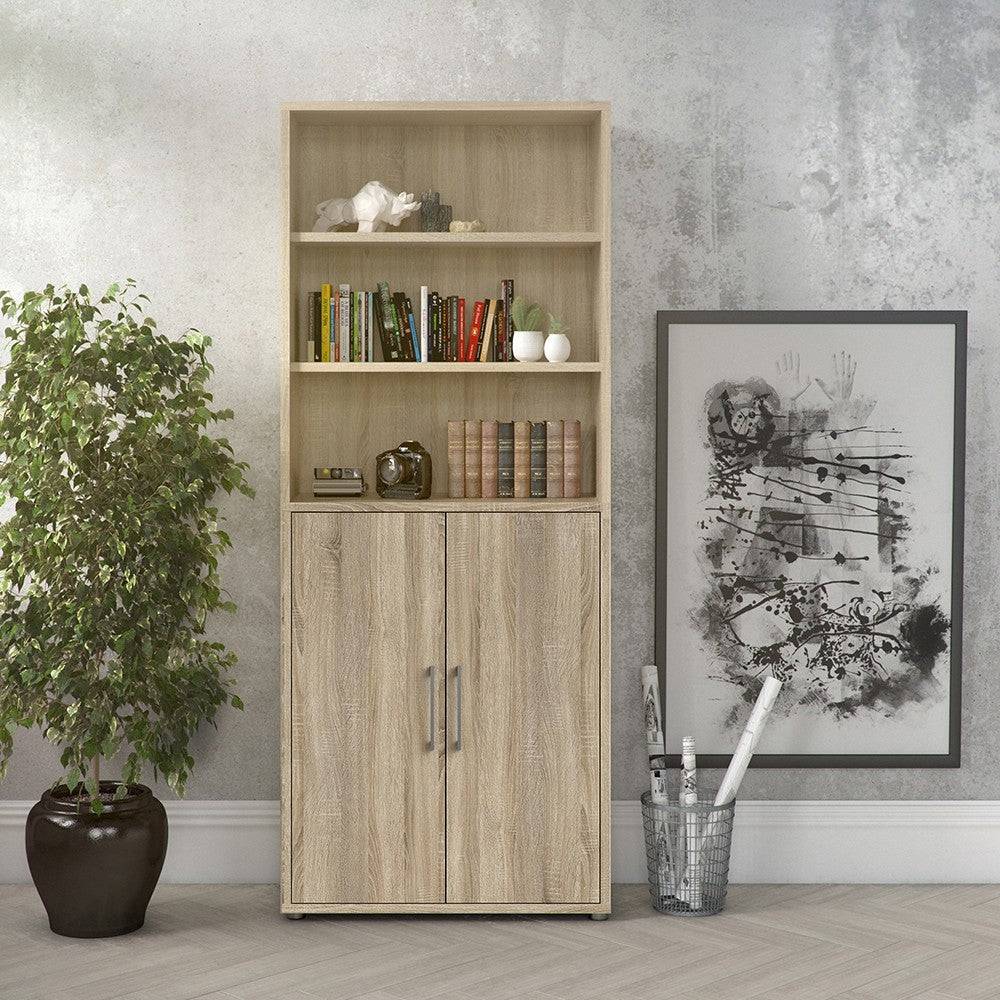 Prima Bookcase 5 Shelves with 2 Doors in Oak - Price Crash Furniture