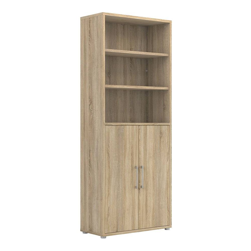 Prima Bookcase 5 Shelves with 2 Doors in Oak - Price Crash Furniture