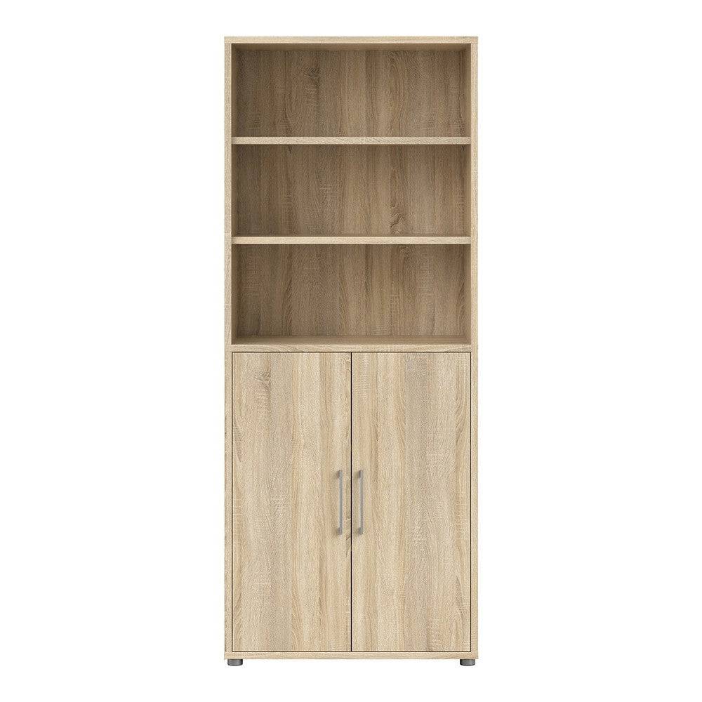 Prima Bookcase 5 Shelves with 2 Doors in Oak - Price Crash Furniture