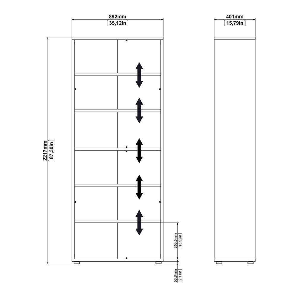 Prima Bookcase 5 Shelves with 2 Doors in Oak - Price Crash Furniture