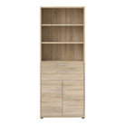 Prima Bookcase 5 Shelves with 2 Drawers and 2 Doors in Oak - Price Crash Furniture