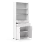 Prima Bookcase 5 Shelves with 2 Drawers and 2 Doors in White - Price Crash Furniture