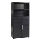 Prima Bookcase Cupboard 4 Shelves with 2 Doors in Black Woodgrain - Price Crash Furniture