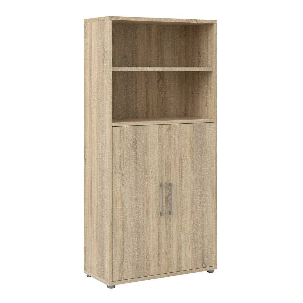 Prima Bookcase Cupboard 4 Shelves with 2 Doors in Oak - Price Crash Furniture