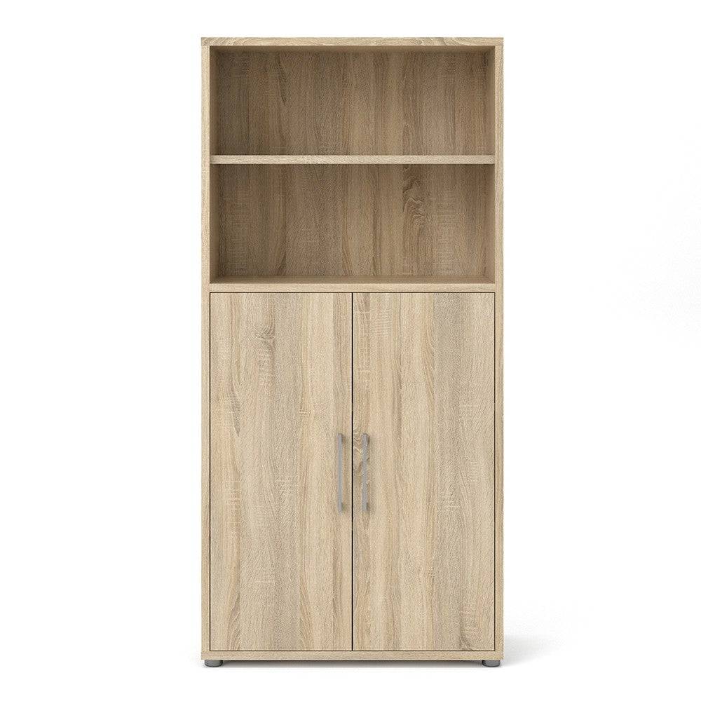 Prima Bookcase Cupboard 4 Shelves with 2 Doors in Oak - Price Crash Furniture