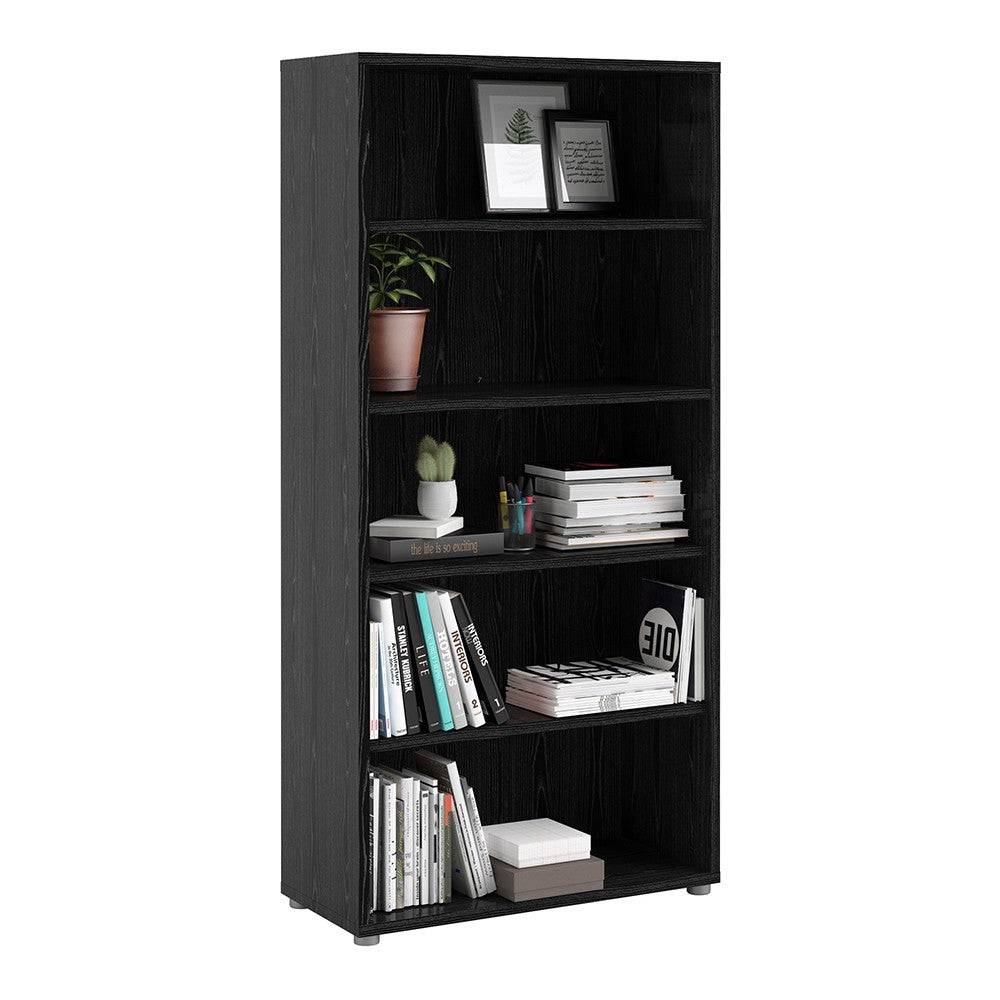 Prima Bookcase Shelving Unit 4 Shelves in Black Woodgrain - Price Crash Furniture