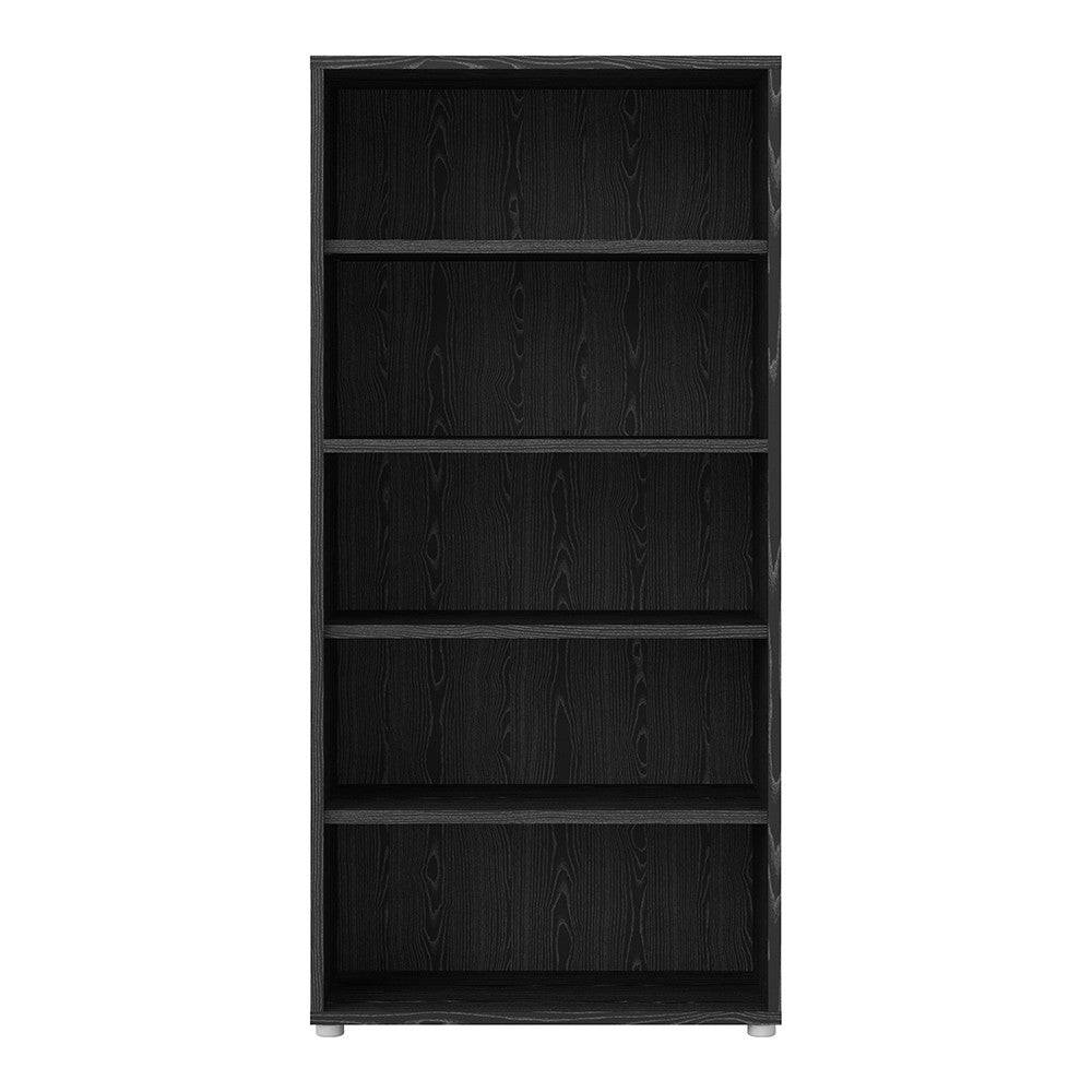 Prima Bookcase Shelving Unit 4 Shelves in Black Woodgrain - Price Crash Furniture