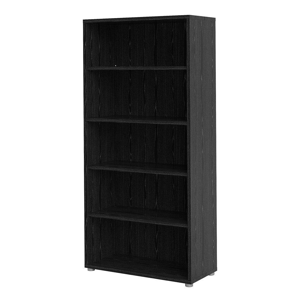 Prima Bookcase Shelving Unit 4 Shelves in Black Woodgrain - Price Crash Furniture