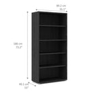 Prima Bookcase Shelving Unit 4 Shelves in Black Woodgrain - Price Crash Furniture